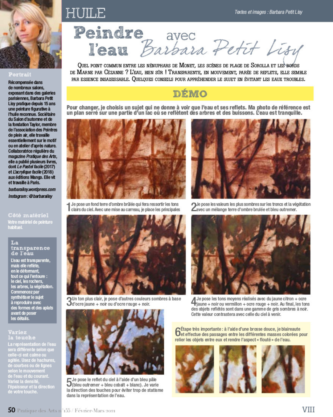 Démonstration de l'artiste barbara Petit Lisy dans le magazine Pratique des arts